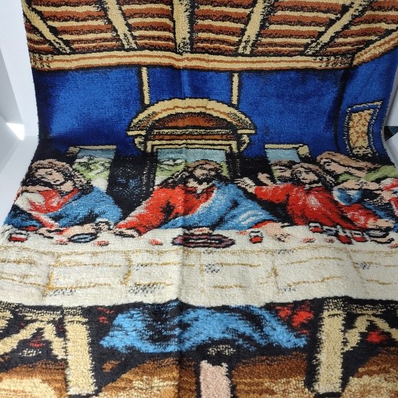Other - VTG 32x19 Runner Tapestry Italian Rayon Waste Cotton RT CO NY Last Supper 13379